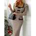 Bow Plaid Square Neck Puff Sleeve Dress