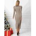 Bow Plaid Square Neck Puff Sleeve Dress