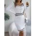 Contrast Trim Long Sleeve Sweater Dress