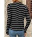 Full Size Striped Round Neck Puff Sleeve T-Shirt