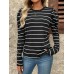 Full Size Striped Round Neck Puff Sleeve T-Shirt