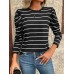 Full Size Striped Round Neck Puff Sleeve T-Shirt