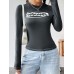 Letter Graphic Round Neck Long Sleeve T-Shirt