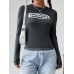 Letter Graphic Round Neck Long Sleeve T-Shirt