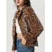 New style buckle lapel thickened leopard print jacket