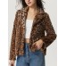 New style buckle lapel thickened leopard print jacket
