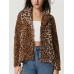 New style buckle lapel thickened leopard print jacket