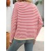 Round neck striped contrasting long sleeved casual sweater