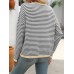 Round neck striped contrasting long sleeved casual sweater