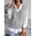 Hollow out Fried Dough Twists V-neck knitted vest sweater