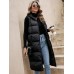 Drawstring Zip Up Hooded Longline Vest Coat