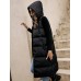 Drawstring Zip Up Hooded Longline Vest Coat