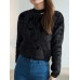 Cutout Knot Button Long Sleeve Cardigan