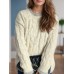 Cable Knit Round Neck Long Sleeve Sweater Cable Knit Round Neck Long Sleeve Sweater