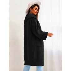 Flip collar pocket loose knit cardigan sweater women's coat Flip collar pocket loose knit cardigan sweater women's coat