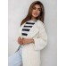 Flip collar pocket loose knit cardigan sweater women's coat