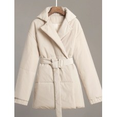 Puffer Long Sleeve Winter Coat with Belt