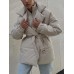 Puffer Long Sleeve Winter Coat with Belt