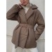 Puffer Long Sleeve Winter Coat with Belt