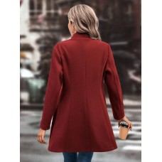 Collared Neck Button Up Long Sleeve Coat