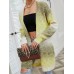 Pocketed Open Front Gradient Cardigan