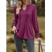 Ruched Notched Long Sleeve T-Shirt Ruched Notched Long Sleeve T-Shirt