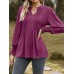 Ruched Notched Long Sleeve T-Shirt Ruched Notched Long Sleeve T-Shirt