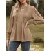 Ruched Notched Long Sleeve T-Shirt Ruched Notched Long Sleeve T-Shirt