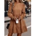 Frill Round Neck Long Sleeve Mini Dress