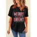 MERRY AND BRIGHT Round Neck Short Sleeve T-Shirt MERRY AND BRIGHT Round Neck Short Sleeve T-Shirt