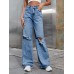 Distressed Wide Leg Jeans with Pockets
