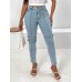 Decorative Buckle Skinny Jeans with Pockets