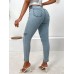 Decorative Buckle Skinny Jeans with Pockets