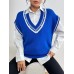 Pearl Trim Contrast V-Neck Sweater Vest