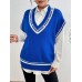 Pearl Trim Contrast V-Neck Sweater Vest