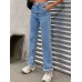 Cowboy pants women's fashion simple and easy to wear slim fit slim and slightly flared