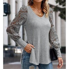 New round neck sleeve long sleeved loose T-shirt top for women