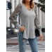 New round neck sleeve long sleeved loose T-shirt top for women