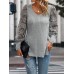 New round neck sleeve long sleeved loose T-shirt top for women