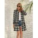 Checkered shirt long sleeved single breasted cake dress