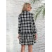 Checkered shirt long sleeved single breasted cake dress