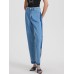 Retro casual high waisted leg slit straight leg denim pants