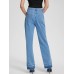 Retro casual high waisted leg slit straight leg denim pants