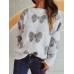 Loose bow sweater pullover knitted sweater for women