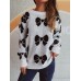 Loose bow sweater pullover knitted sweater for women