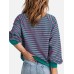 Striped Zip Up Long Sleeve Sweatshirt
