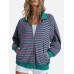 Striped Zip Up Long Sleeve Sweatshirt