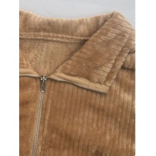 Pocketed Zip Up Collared Neck Long Sleeve Jacket