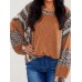Leopard Round Neck Long Sleeve Sweatshirt