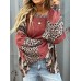 Leopard Round Neck Long Sleeve Sweatshirt